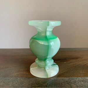 Small Green Onyx Checkered Vase Stone Different Shades Green Classic Bud Vase